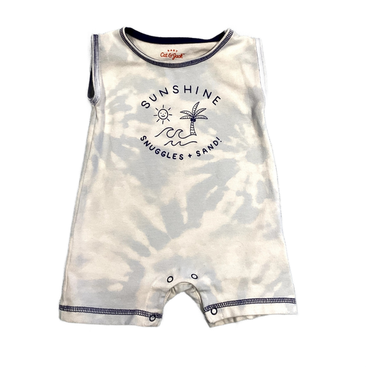 0-3 Boys Cat and Jack Sunshine Snugggles and Sand Blue Tie Dye Romper