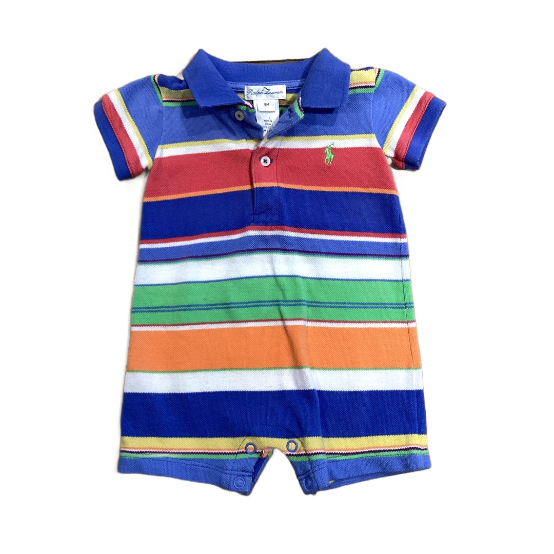0-3 Boys Ralph Lauren Multi-Colored Striped Polo Romper