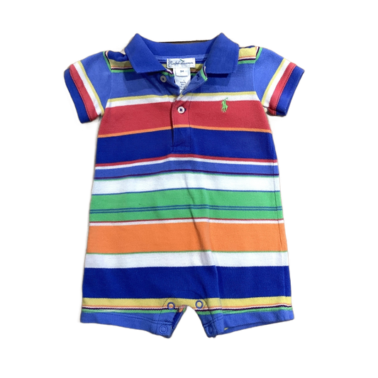 0-3 Boys Ralph Lauren Multi-Colored Striped Polo Romper