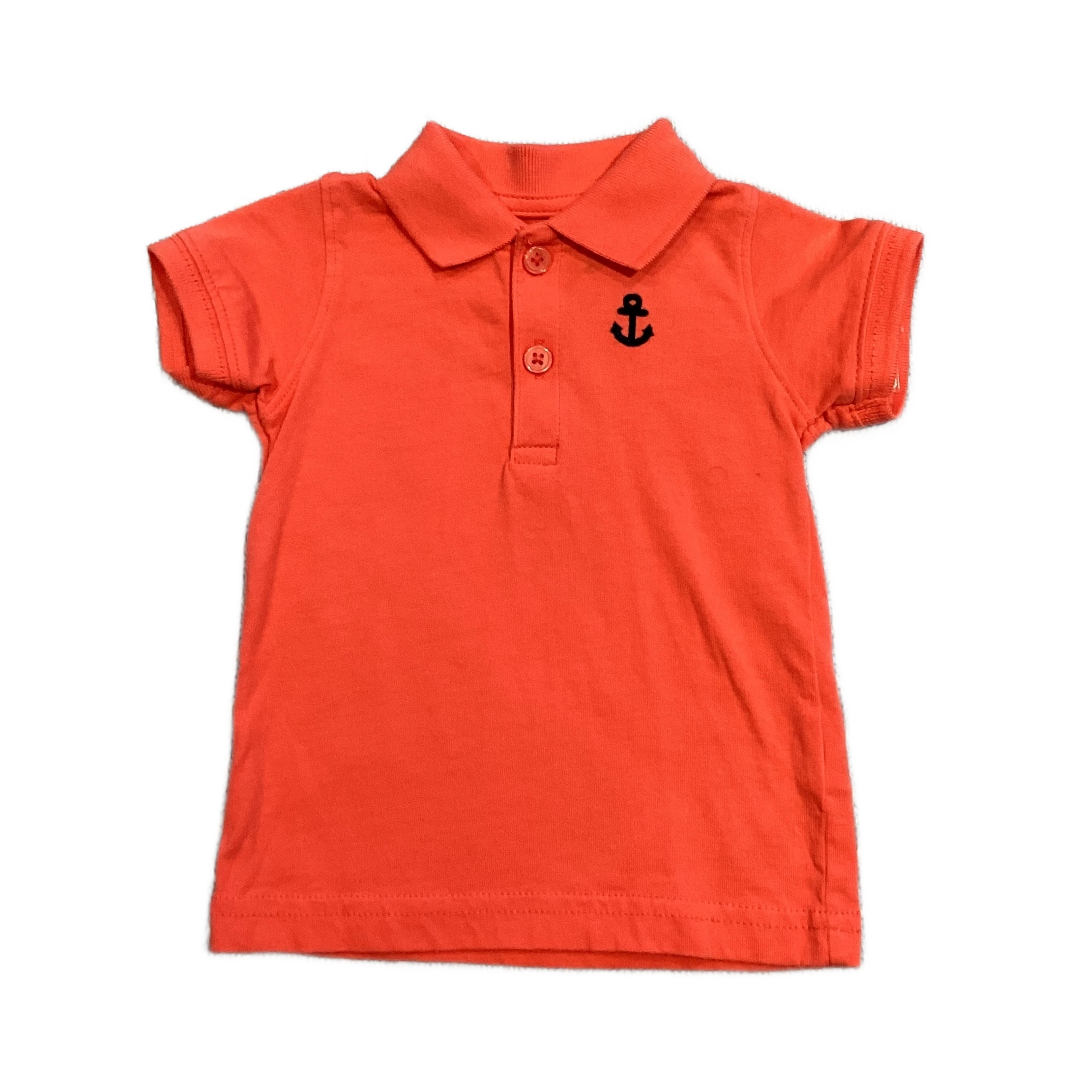 0-3 Boys Just One You Coral Orange Polo with Anchor Decal