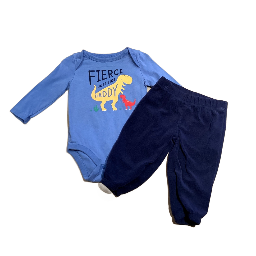 3-6 Boys Baby Gap Blue Fierce Like Daddy Long Sleeved Onesie, Carter's Navy Blue Fleece Pants