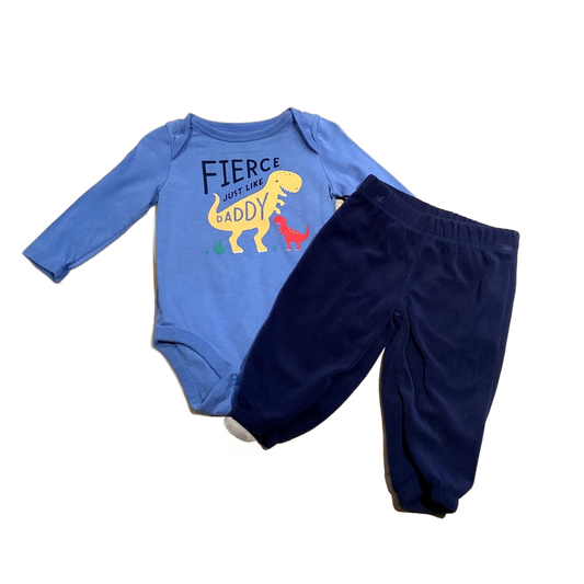 3-6 Boys Baby Gap Blue Fierce Like Daddy Long Sleeved Onesie, Carter's Navy Blue Fleece Pants