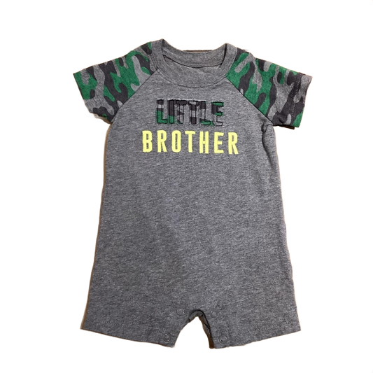 3-6 Boys Child of Mine Gray Little Brother Camo Onesie