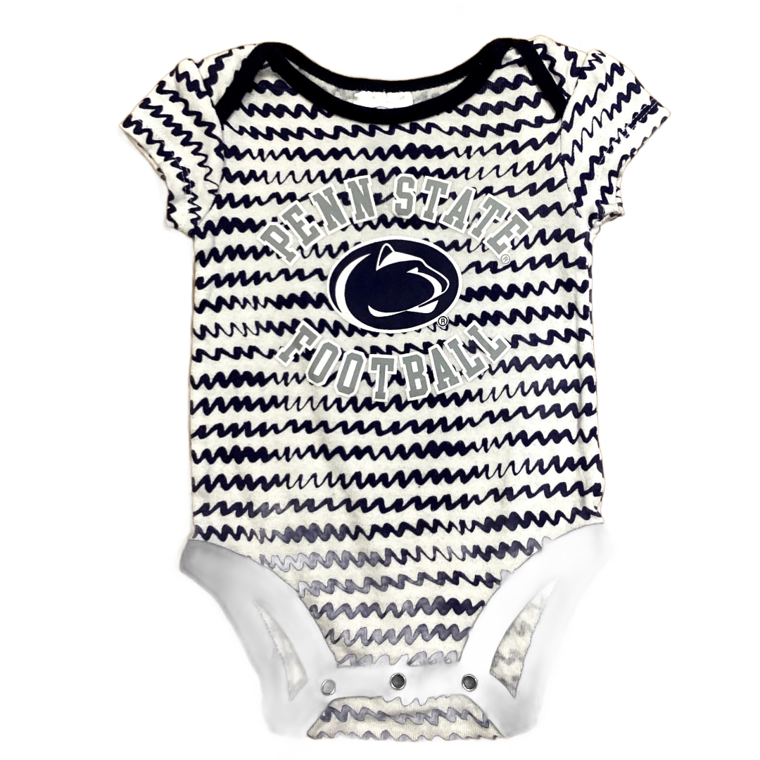 3-6 Boys Penn State Football Navy Blue and White Onesie