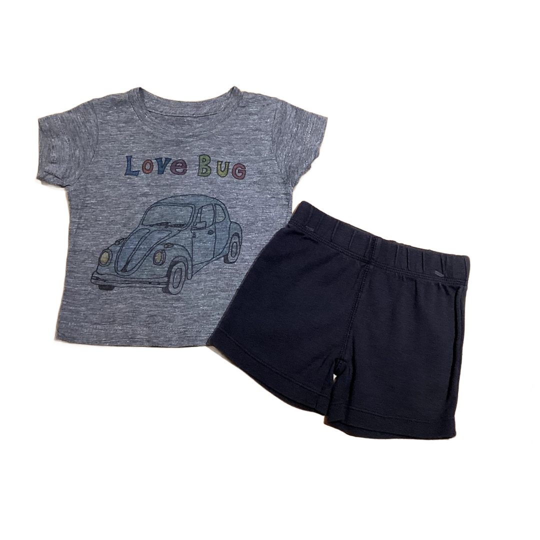3-6 Boys Orange Heat Gray Love Bug T-Shirt, Carter's Dark Gray Cloth Shorts