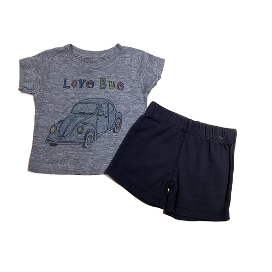 3-6 Boys Orange Heat Gray Love Bug T-Shirt, Carter's Dark Gray Cloth Shorts