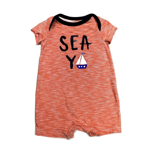 3-6 Boys Baby Gap Orange and Navy Blue Sea Ya Onesie