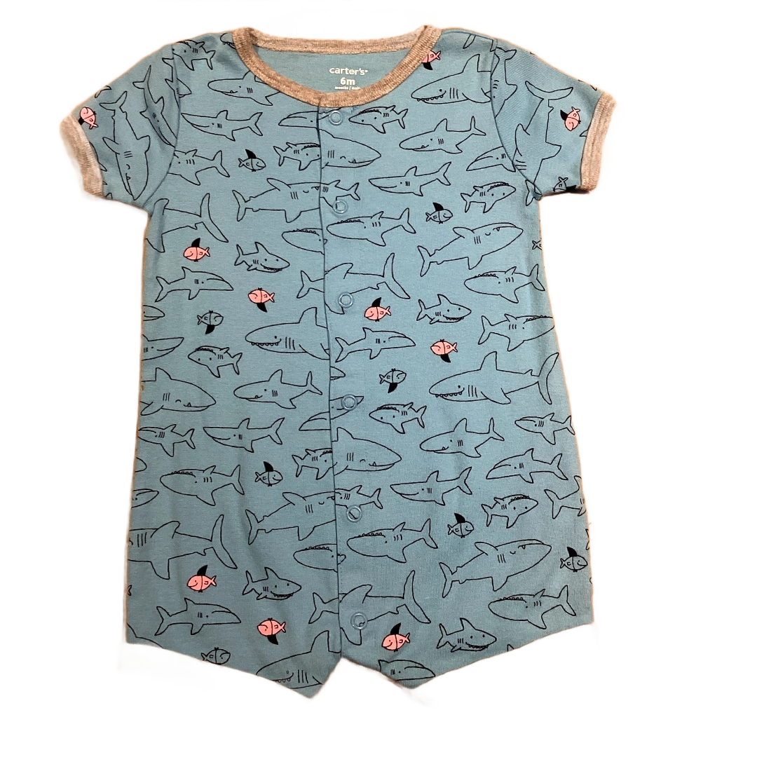 3-6 Boys Carter's Blue and Pink Shark Onesie