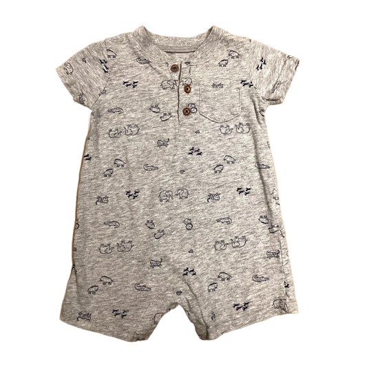 3-6 Boys Just One You Gray Animal Romper