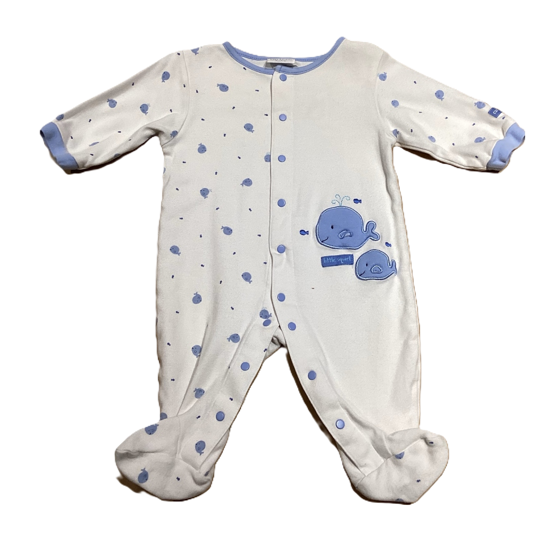 3-6 Boys Carter's Baby White and Blue Whale Little Squirt Sleeper