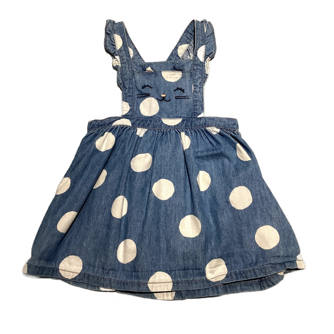 6-9 Girls Carter's Denim Jumper w/Kitty Face and Polka Dots