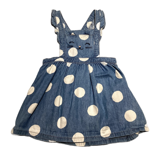 6-9 Girls Carter's Denim Jumper w/Kitty Face and Polka Dots