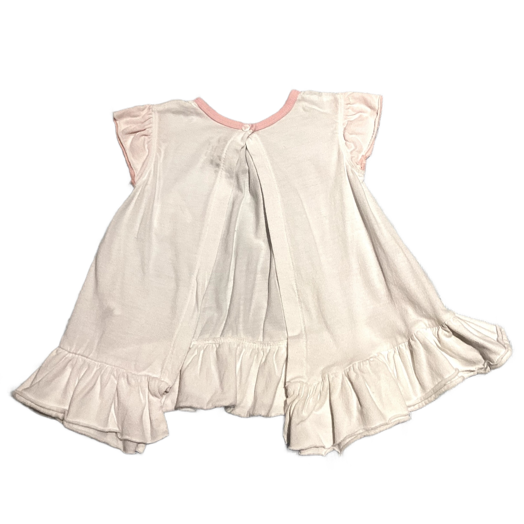 6-9 Girls Burts Bees off White Flutter shirt w/Spiral Detail, Matching Bloomers