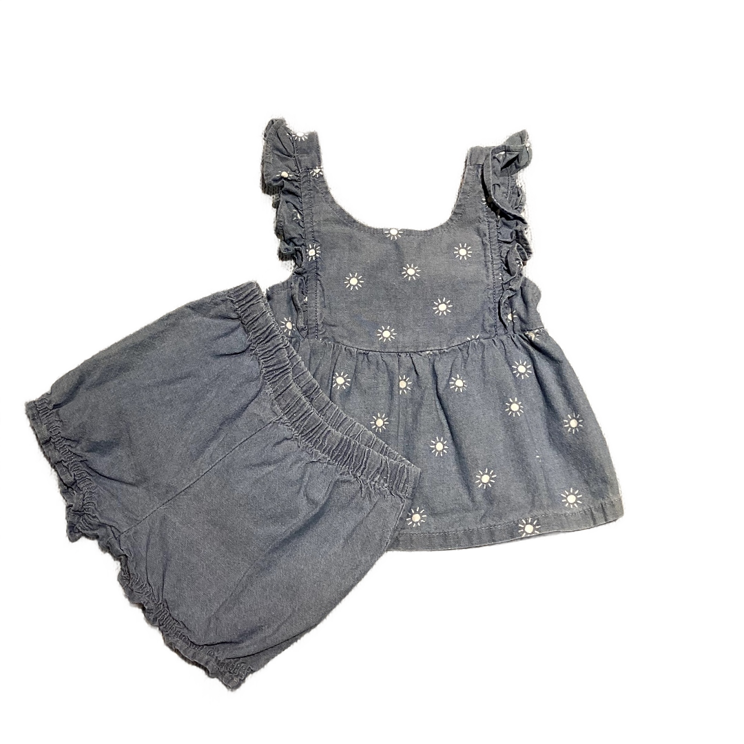 6-9 Girls Carter's Chambray Shirt w/White Suns, Matching Shorts