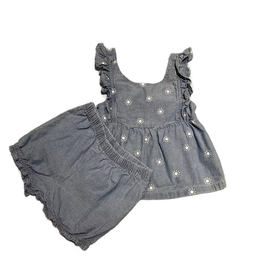 6-9 Girls Carter's Chambray Shirt w/White Suns, Matching Shorts