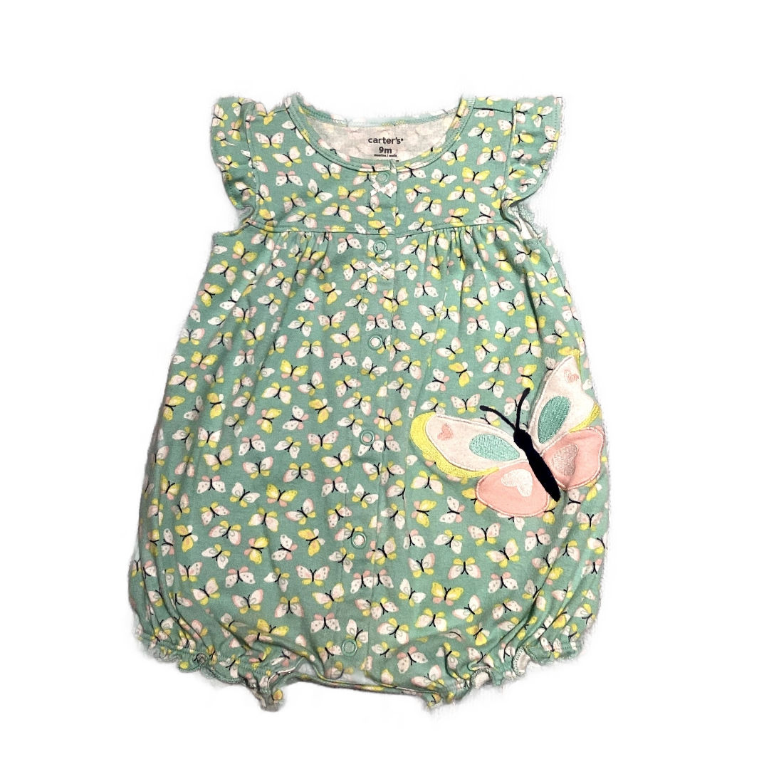 6-9 Girls Carter's Mint Romper w/Butterflies