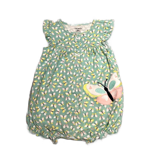 6-9 Girls Carter's Mint Romper w/Butterflies