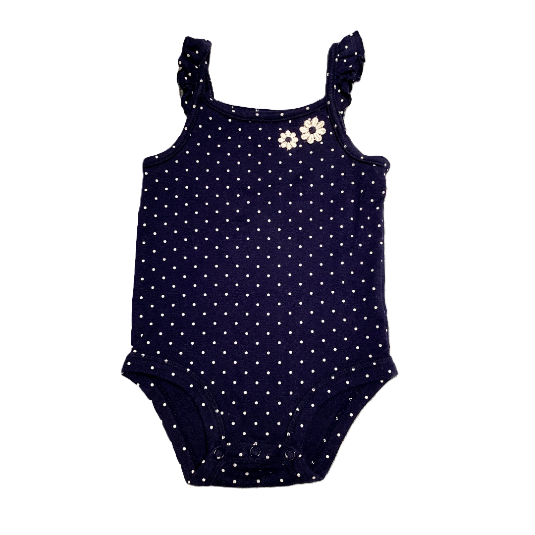 6-9 Girls Carter's Navy Sleeveless Onesie w/White Polka Dots