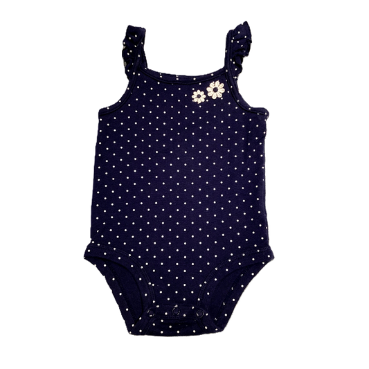 6-9 Girls Carter's Navy Sleeveless Onesie w/White Polka Dots