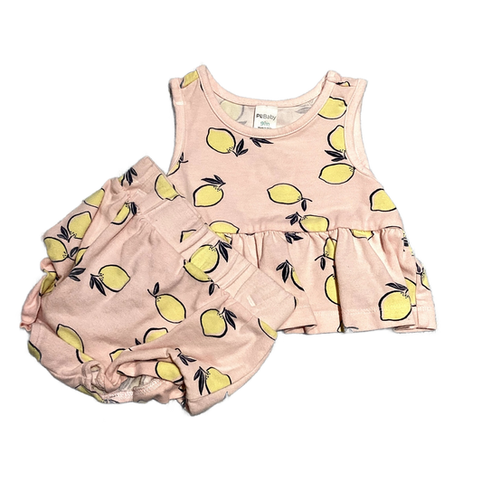 6-9 Girls PL Baby Pale Pink Outfit w/Lemons