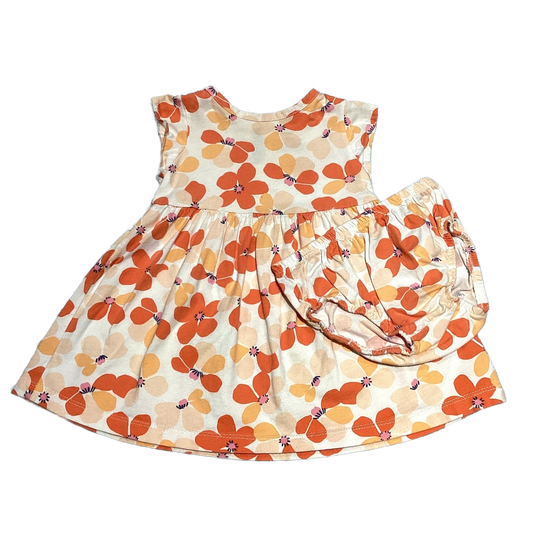 6-9 Girls Carter's White Dress w/Orange Shades Flowers