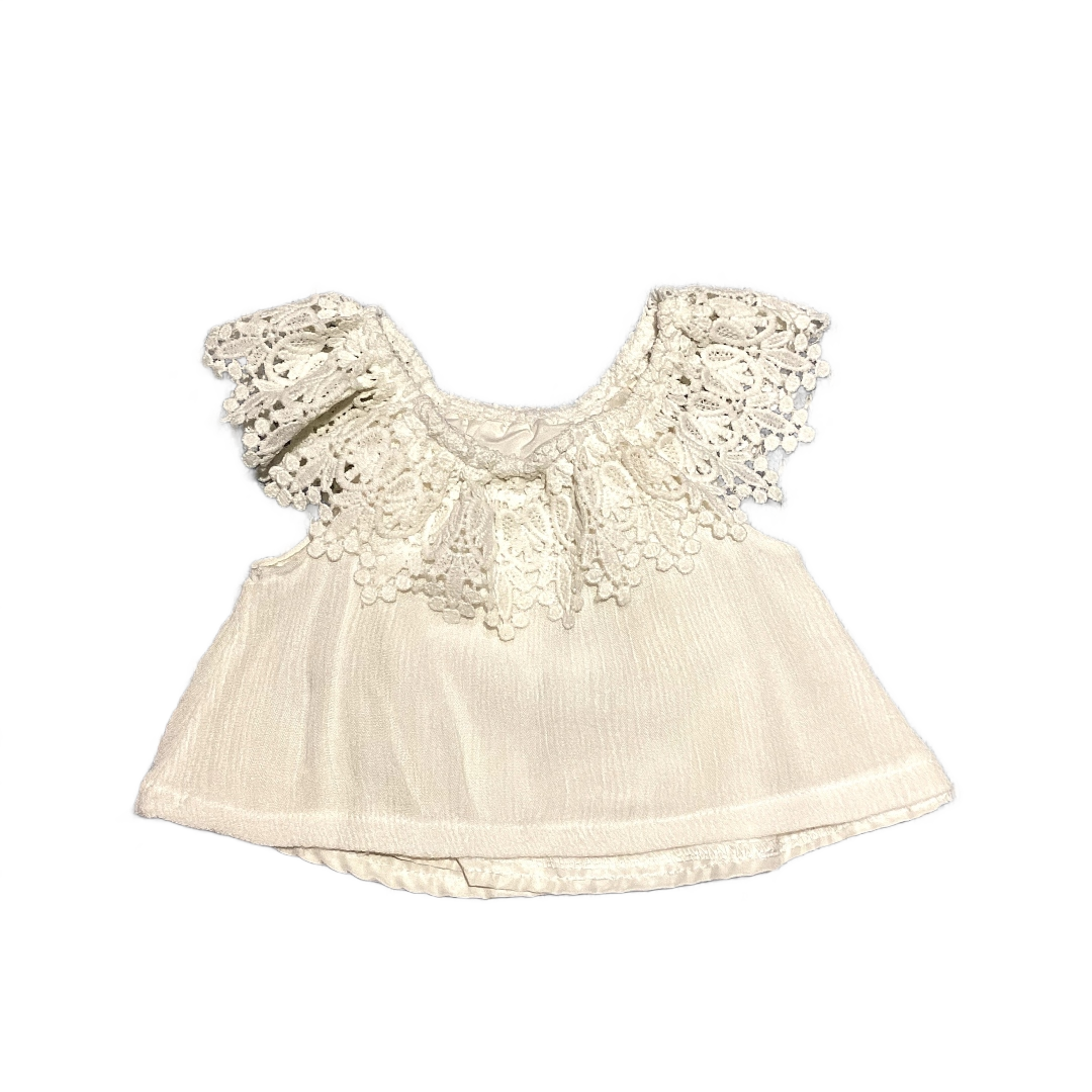 6-9 Girls Rare Edition White Wide Lace Collar Shirt
