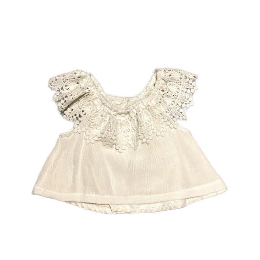 6-9 Girls Rare Edition White Wide Lace Collar Shirt