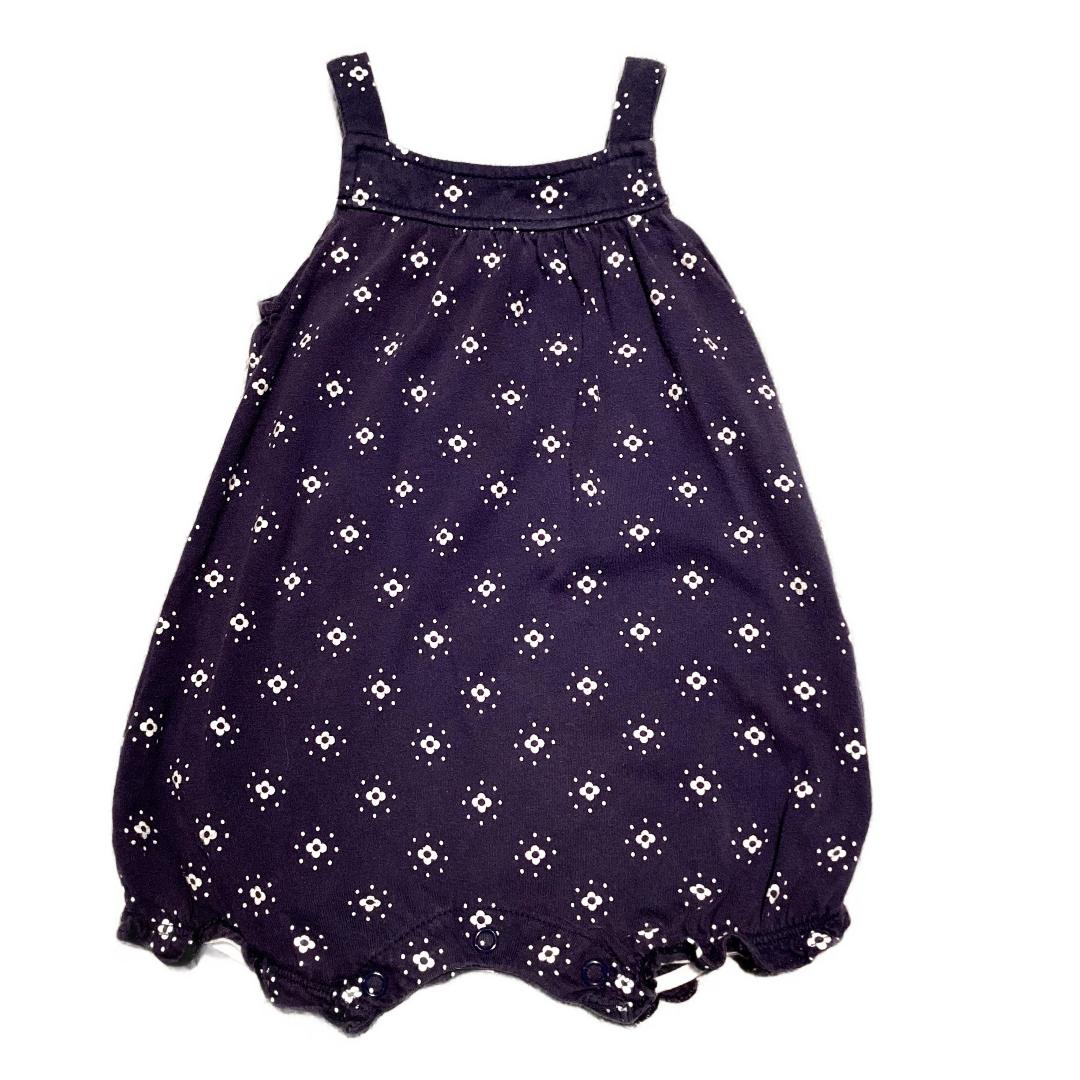 6-9 Girls Carter's Blue Romper w/White Flower Accents