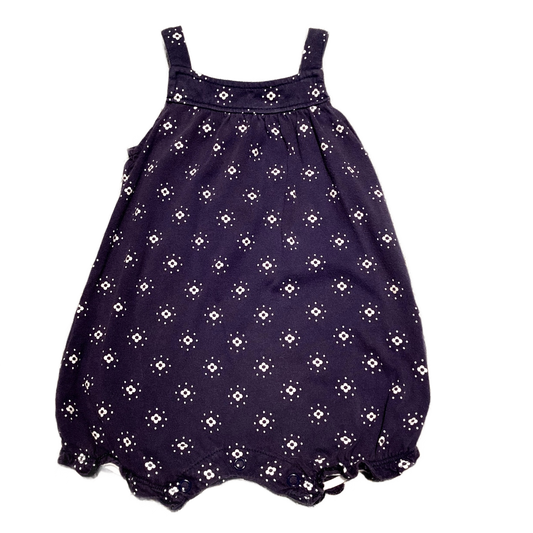 6-9 Girls Carter's Blue Romper w/White Flower Accents