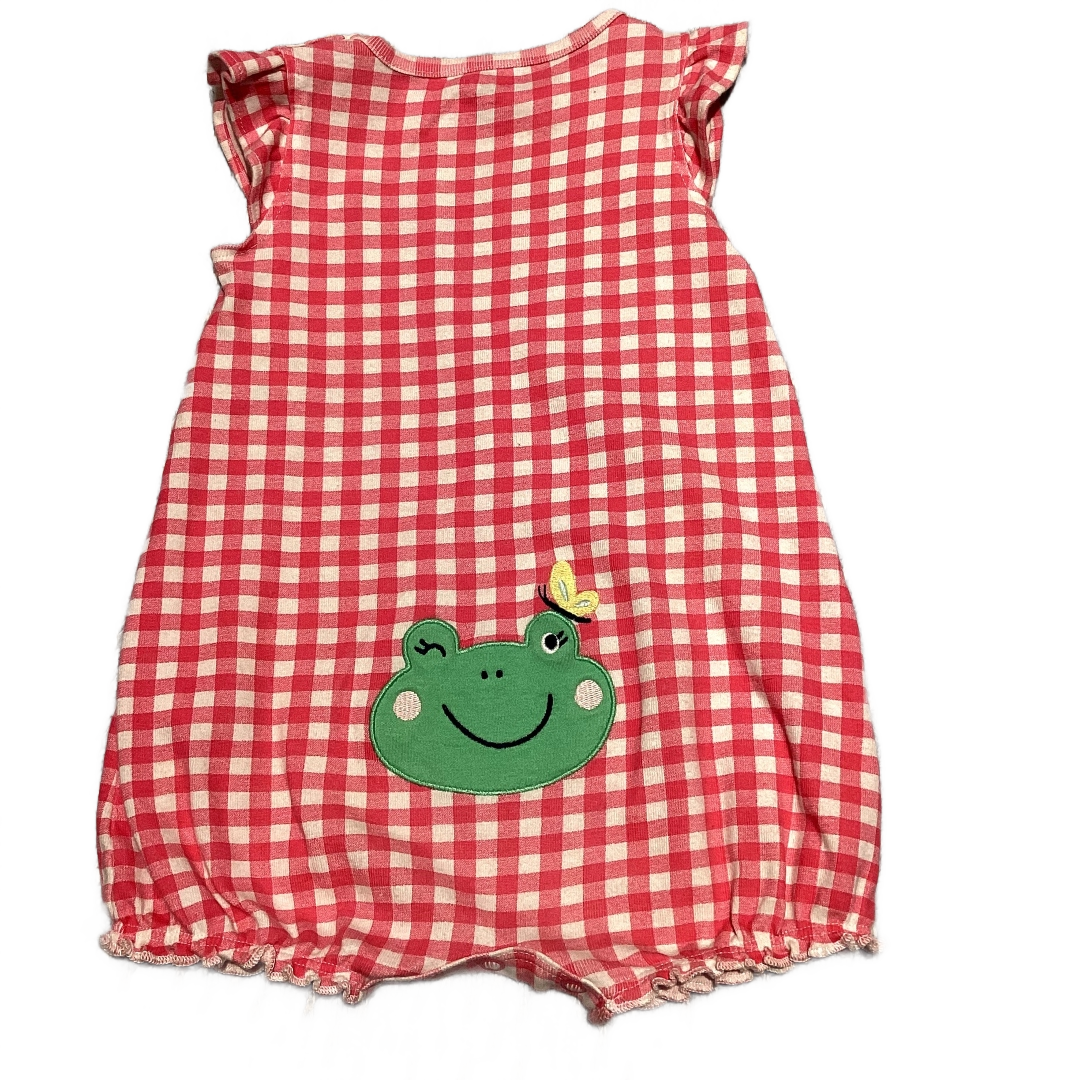6-9 Girls Carter's Pink Gingham Romper w/Butterly and Frog Bottom