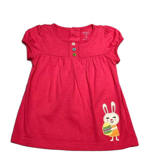 6-9 Girls Carter's Hot Pink Shirt w/Easter Bunny