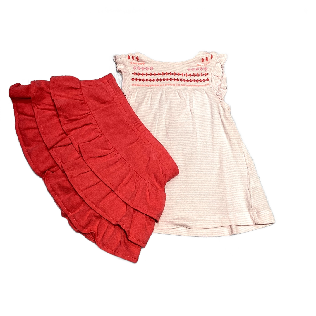 6-9 Girls Child of Mine Pale Pink Striped Tank Top, Babies R Us Ruffled Skirt