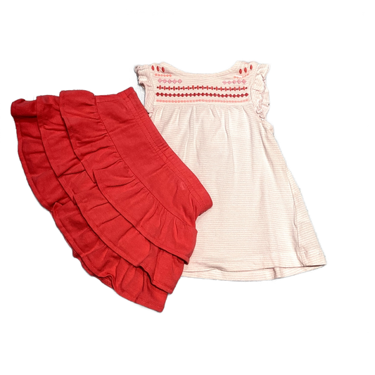 6-9 Girls Child of Mine Pale Pink Striped Tank Top, Babies R Us Ruffled Skirt