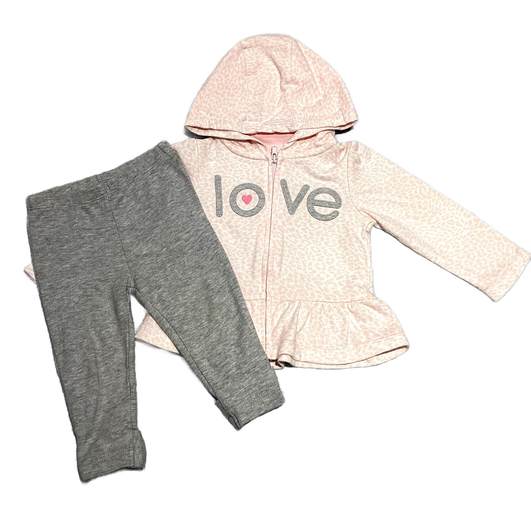6-9 Girls Simple Joys Whte/Pink Animal Print Lightweight Sweatshirt, Carter's Gray Leggings