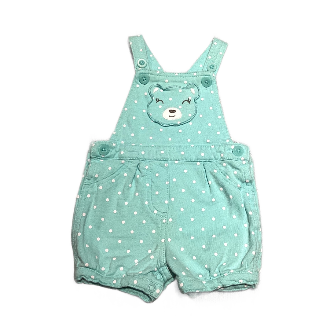 6-9 Girls Carter's Aqua Overalls w/White Polka Dots
