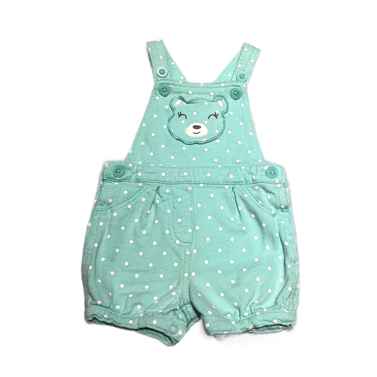 6-9 Girls Carter's Aqua Overalls w/White Polka Dots