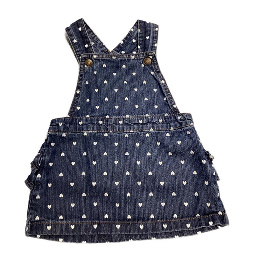 6-9 Girls Small Wonder Denim Jumper w/Heart Polka Dots