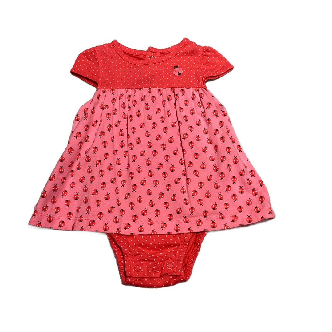 6-9 Girls Child of Mine Pink/Red Lady Bug Dress w/Built in Onesie