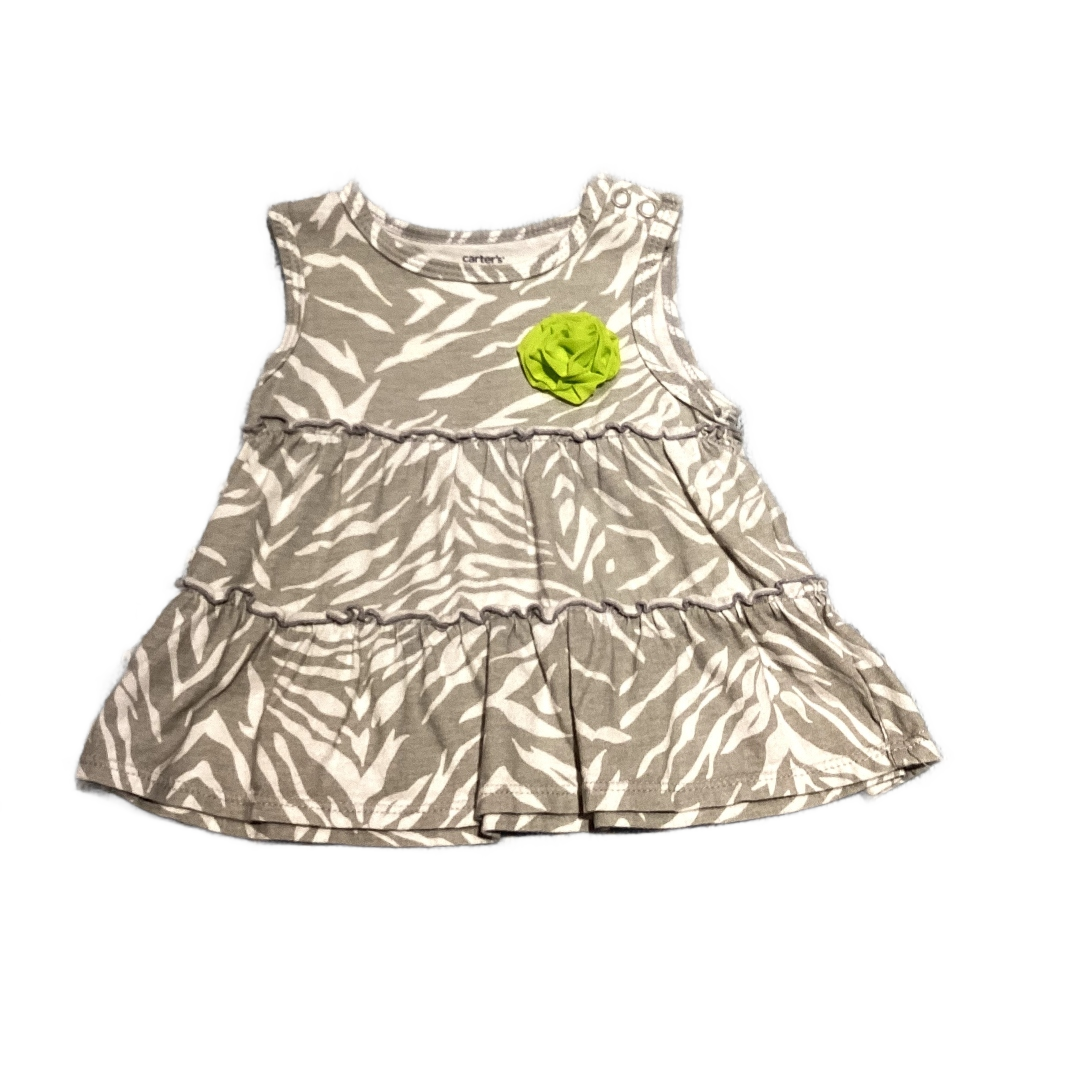 6-9 Girls Carter's Gray Zebra Shirt w/Neon Green Flower