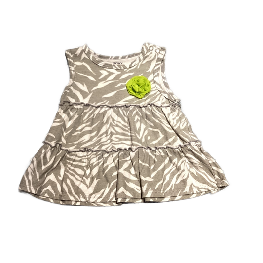 6-9 Girls Carter's Gray Zebra Shirt w/Neon Green Flower