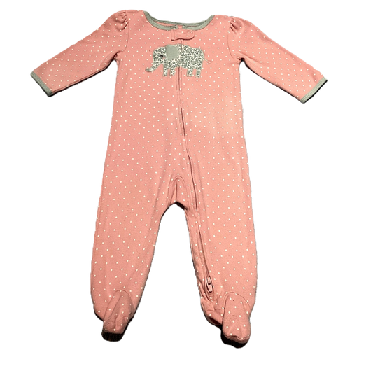 6-9 Girls Carter's Dusty Pink Sleeper w/Elephant