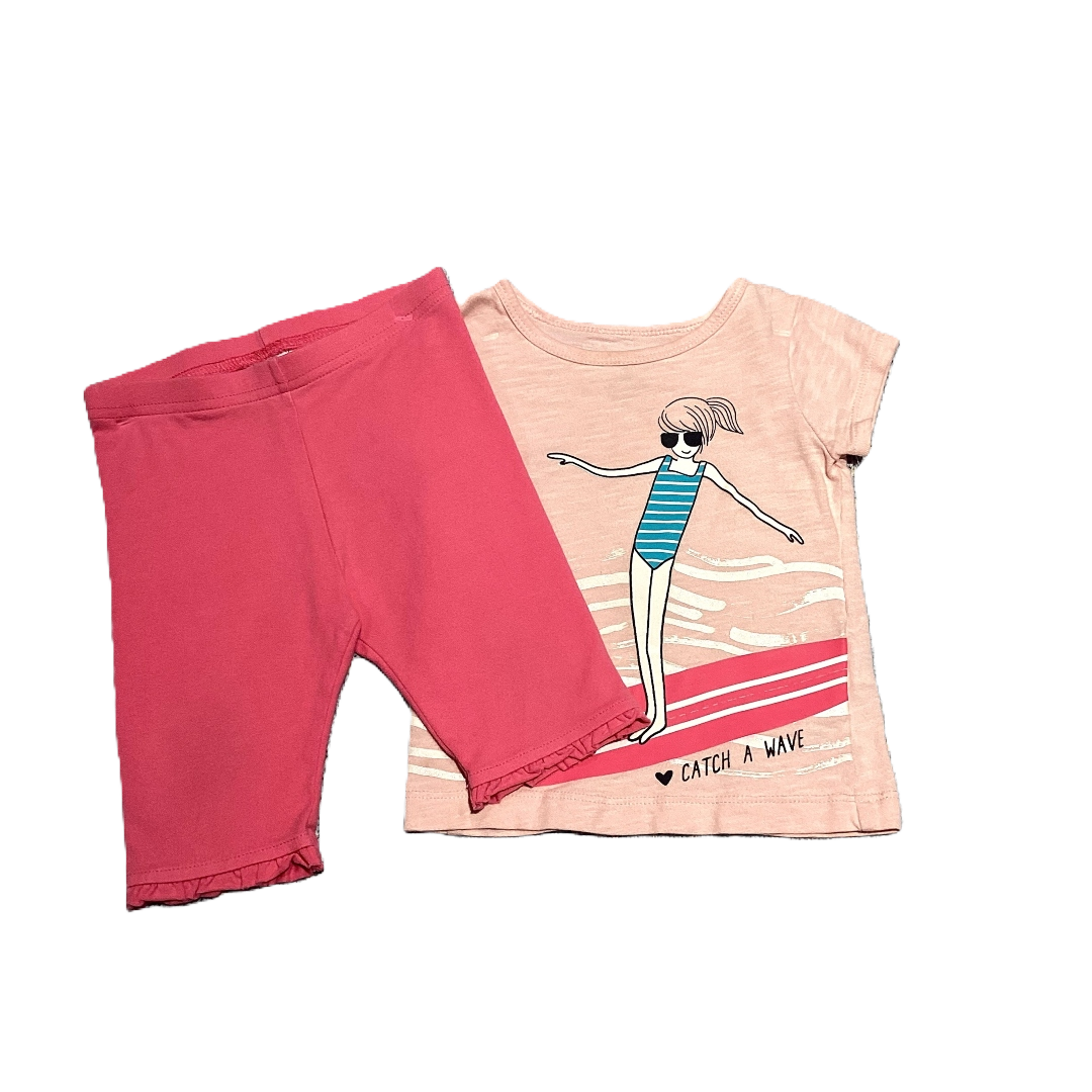6-9 Girls Carter's Pink Catch a Wave Tshirt, Jumping Beans Leggings
