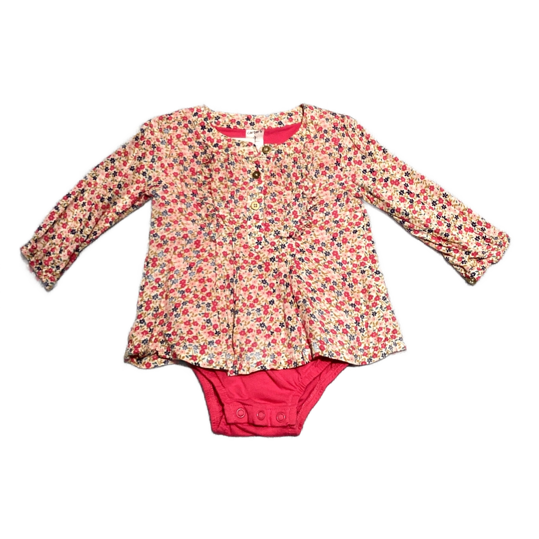 6-9 Girls Carter's Hot Pink/Blue Floral Blouse