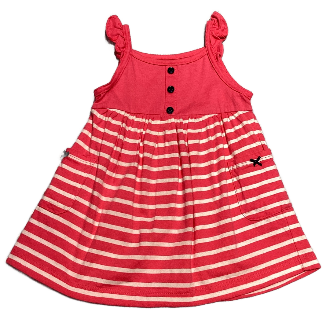 6-9 Girls Carter's White/Pink Sriped Dress w/Buttons