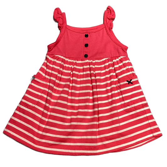 6-9 Girls Carter's White/Pink Sriped Dress w/Buttons
