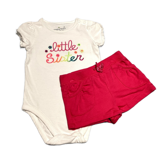 6-9 Girls Jumping Beans Little Sister Onesie, Jumping Beans Hot Pink Shorts
