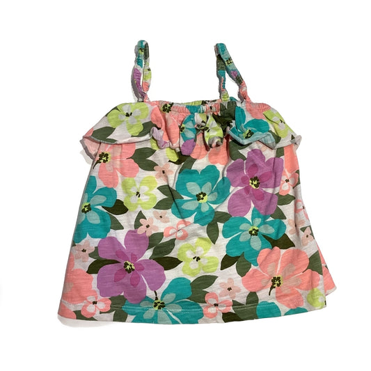 3T Girls Carter's White and Neon Multi-Colored Floral Tank Top