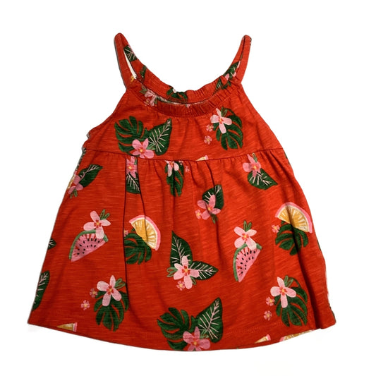 3T Girls Carter's Burnt Orange Tropical Floral Print Tank Top