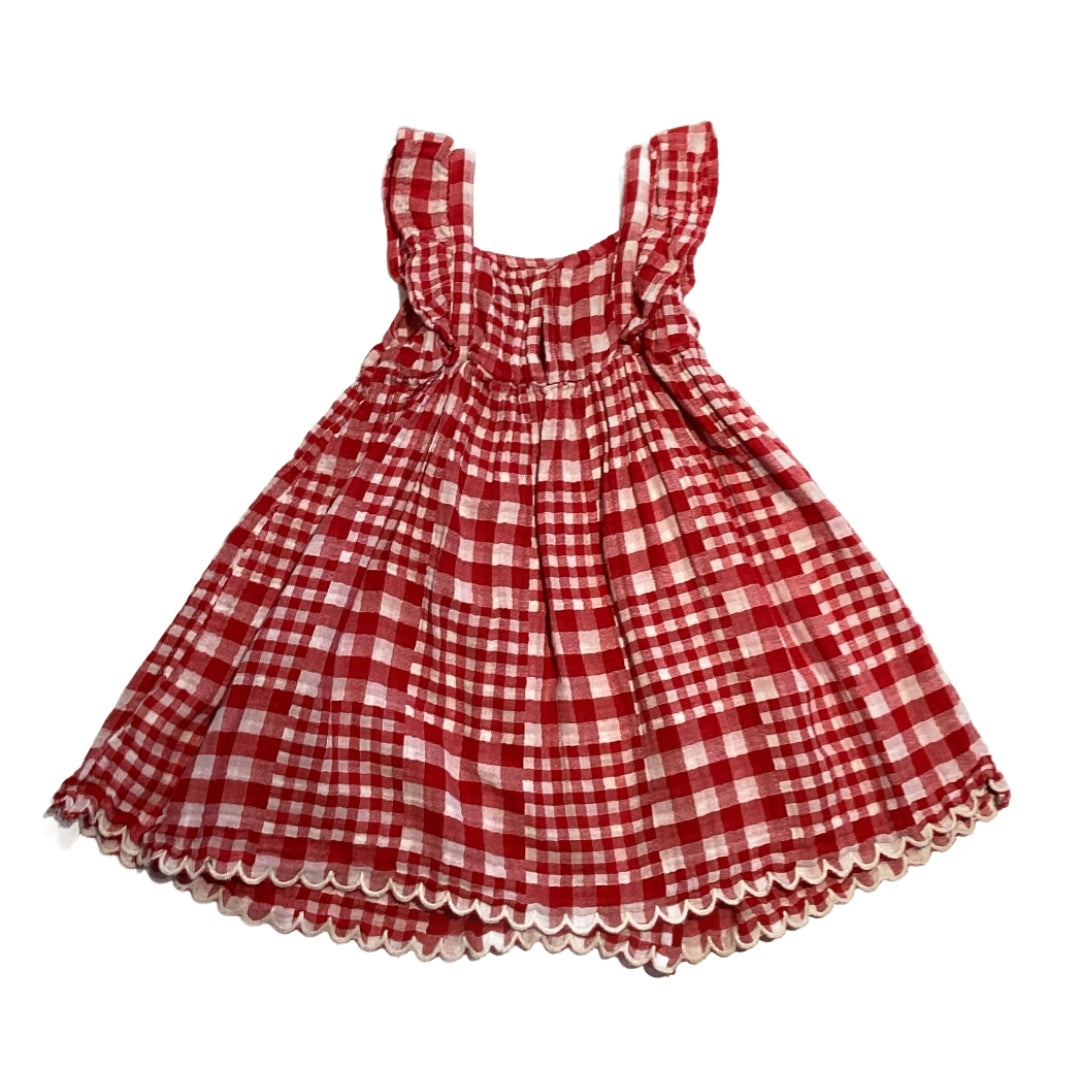 3T Girls Old Navy Red and White Plaid Dress with Scalloped Bottom