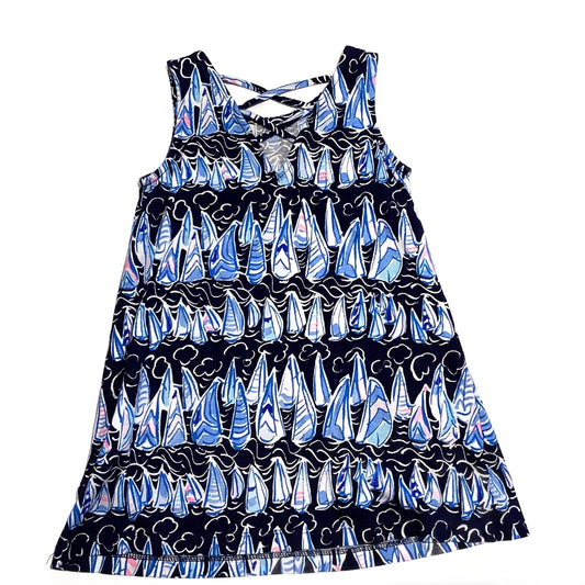 3T Girls Lilly Pulitzer Navy Blue Sailboat Dress with Crossed Back